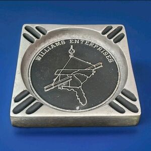 Vintage Heavy Cast Aluminum Ashtray Williams Enterprises Steel Southeast READ